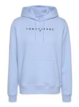 Felpa Tommy Jeans Linear Hoodie blu per donna