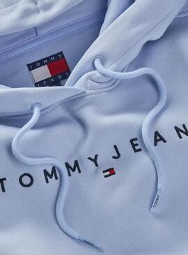 Felpa Tommy Jeans Linear Hoodie blu per donna