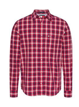 Camicia Tommy Jeans Poplin Check rossa per uomo