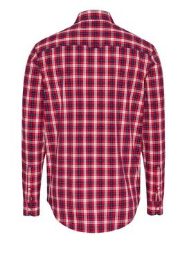 Camicia Tommy Jeans Poplin Check rossa per uomo