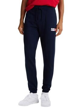 Pantaloni Tommy Jeans Entry blu navy per uomo