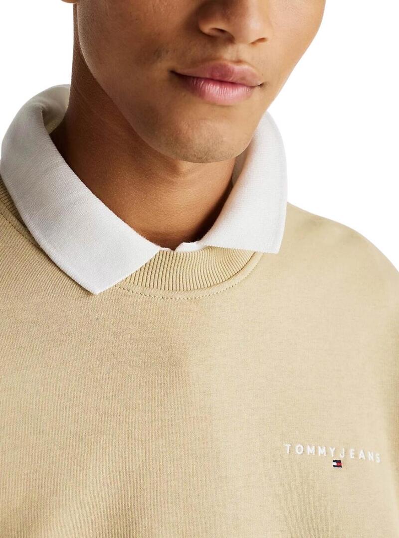 Felpa Tommy Jeans Linear beige per uomo