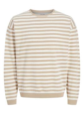 Maglia Jack and Jones Calvin beige e bianca per uomo