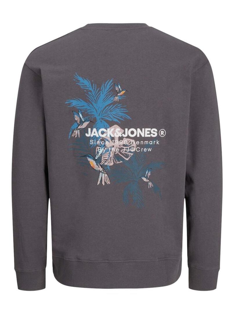 Felpa Jack and Jones Hawaii grigia scura per uomo