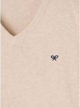 Jersey Silbon V neck beige per uomo