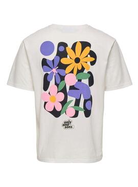 Maglietta Only and Sons Flower bianca per uomo