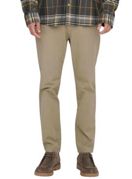 Pantaloni Only and Sons Free beige per uomo