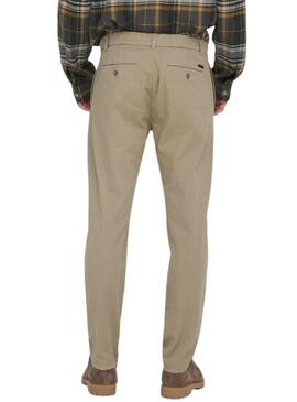 Pantaloni Only and Sons Free beige per uomo