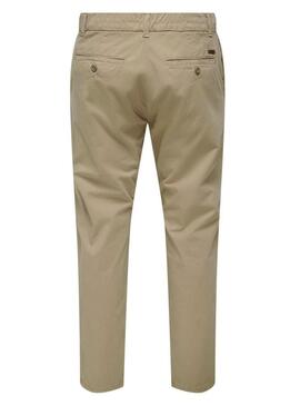 Pantaloni Only and Sons Free beige per uomo