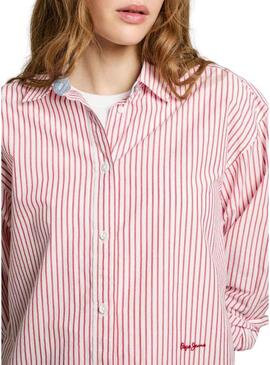 Camicia Pepe Jeans Clem rossa e bianca per donna