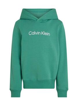 Felpa verde con logo istituzionale Calvin Klein