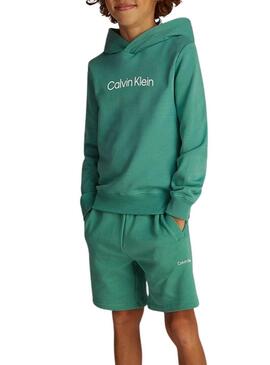 Felpa verde con logo istituzionale Calvin Klein