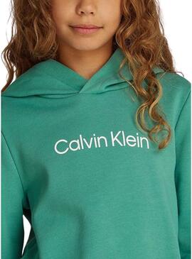 Felpa verde con logo istituzionale Calvin Klein