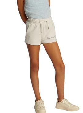 Shorts Calvin Klein Jeans Script bianchi per bambina