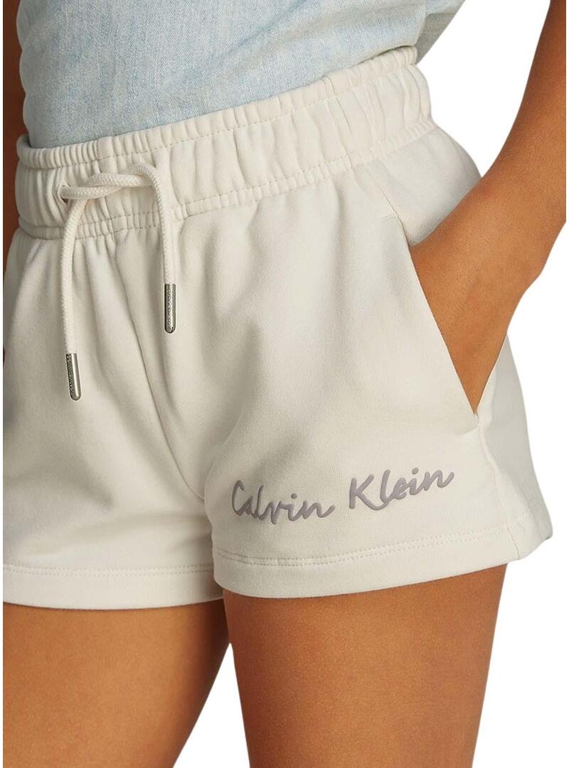 Shorts Calvin Klein Jeans Script bianchi per bambina