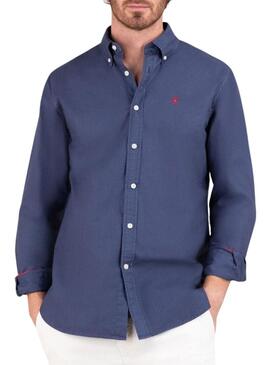 Camicia El Ganso Garment Dyed blu marino per uomo