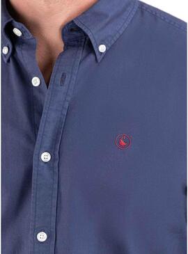 Camicia El Ganso Garment Dyed blu marino per uomo