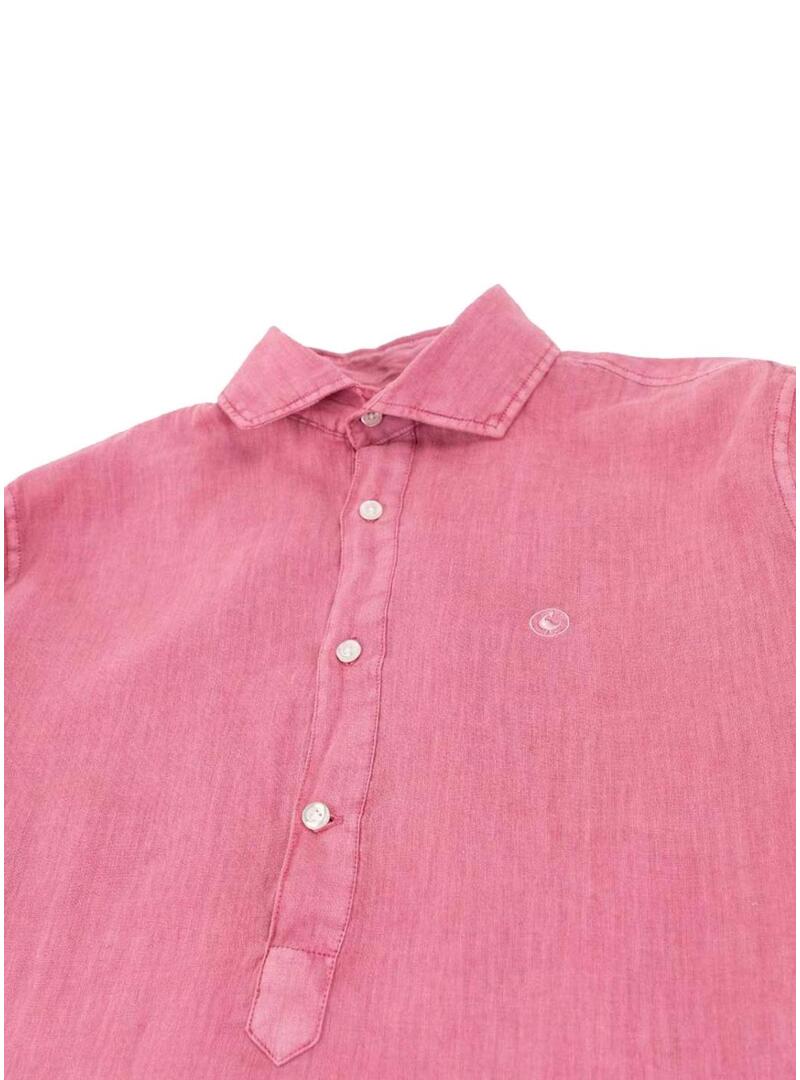 Camicia maglietta El Ganso in lino bordeaux per uomo