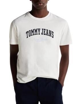 Maglietta Tommy Jeans Varsity Pop bianca per uomo