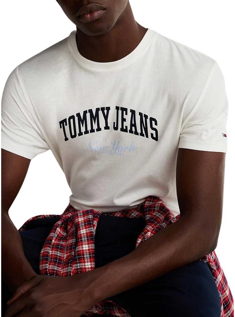 Maglietta Tommy Jeans Varsity Pop bianca per uomo