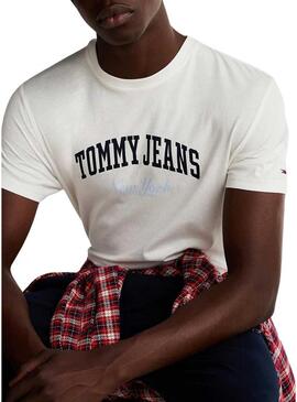 Maglietta Tommy Jeans Varsity Pop bianca per uomo