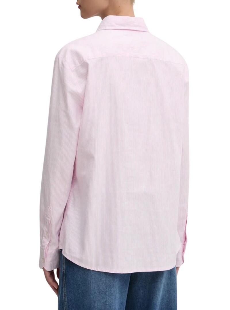 Camicia a righe rosa Tommy Jeans Oxford per donna.