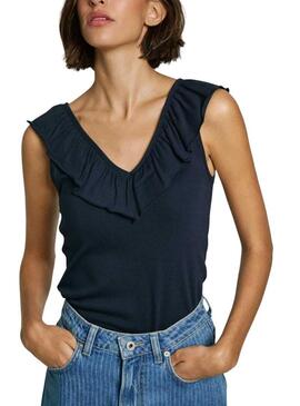 Top Pepe Jeans Millie blu scuro per donna