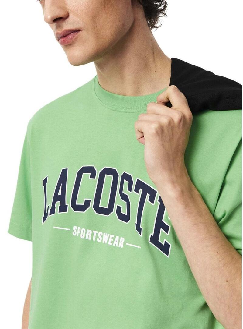 Maglietta Lacoste con logo sportivo verde per uomo