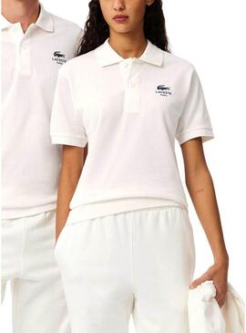 Polo Lacoste L.12.12 logo stampato bianco per uomo e donna