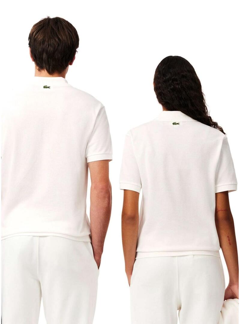 Polo Lacoste L.12.12 logo stampato bianco per uomo e donna