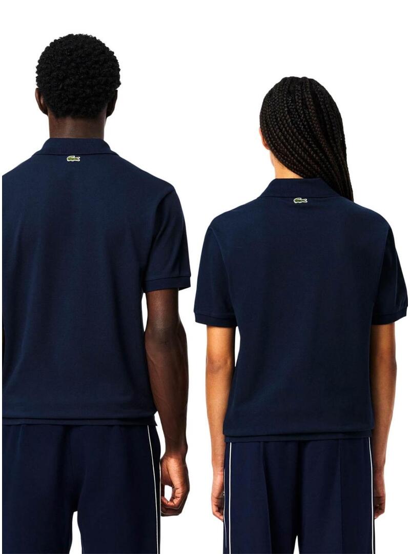 Polo Lacoste L.12.12 con logo stampato blu navy per uomo e donna