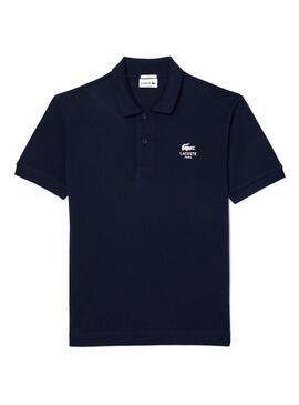 Polo Lacoste L.12.12 con logo stampato blu navy per uomo e donna