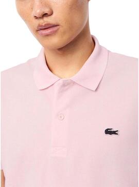 Polo Lacoste rosa regolare per uomo