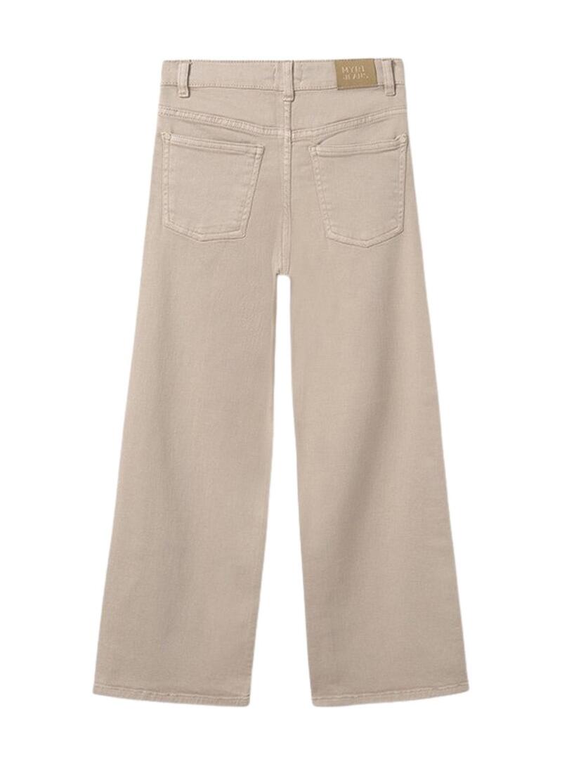 Pantaloni Mayoral larghi in twill beige per bambina