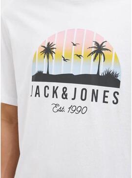 Maglietta Jack and Jones Palm bianca per uomo