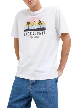 Maglietta Jack and Jones Palm bianca per uomo