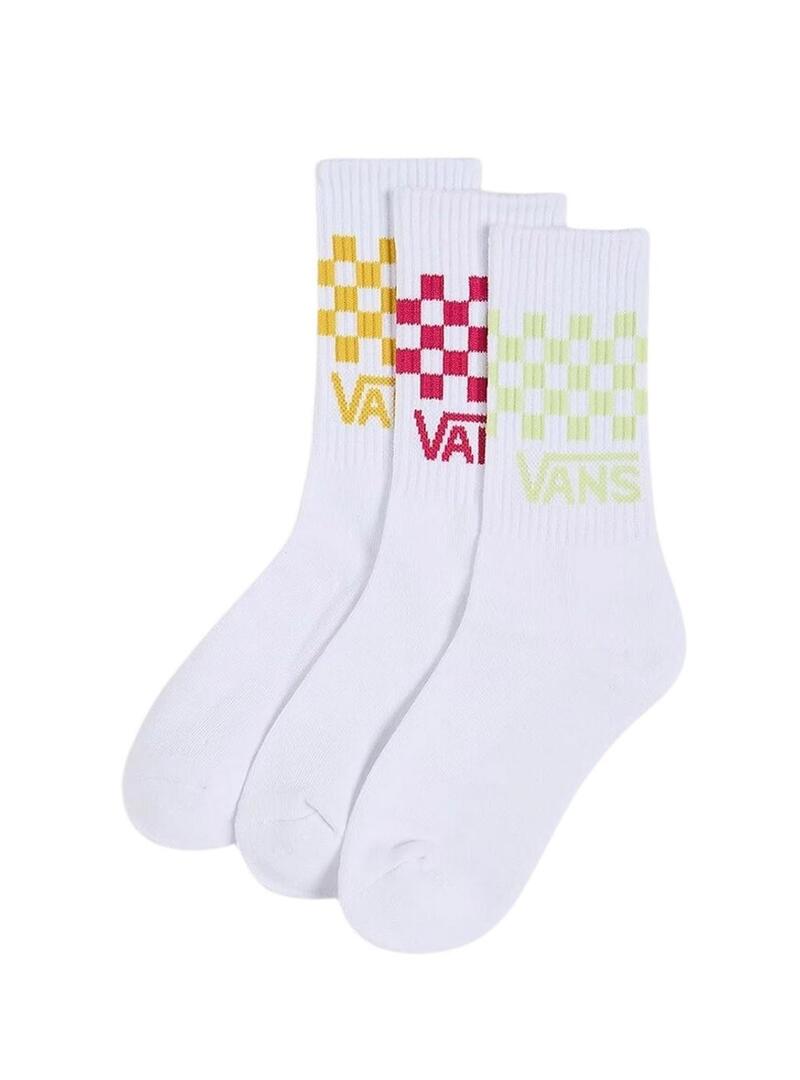 Pacchetto di tre calzini Vans Classic Checkboard multicolore per donna e uomo