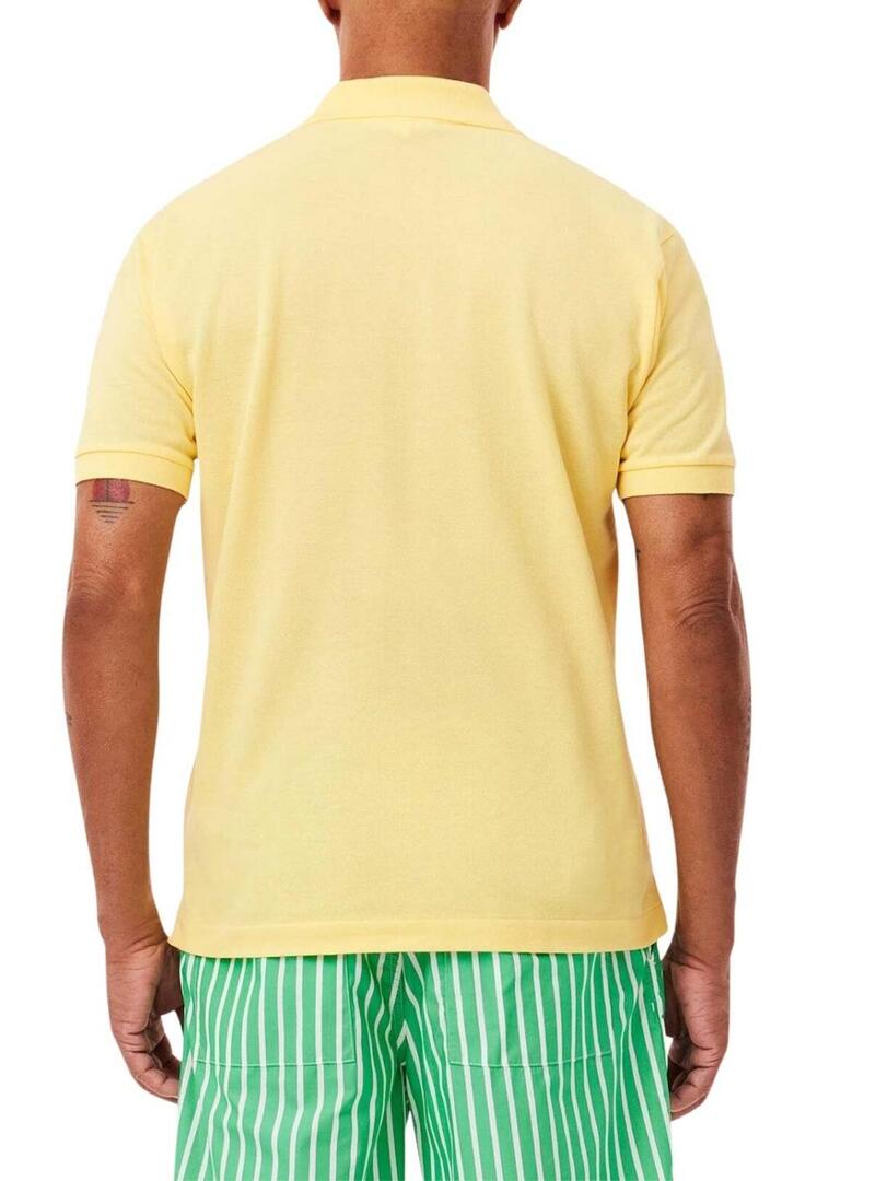 Polo Lacoste in piqué Classic fit giallo per uomo.