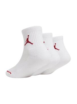 Pacco di 3 paia di calze Junior Jordan Jumpman Quarter bianche per ragazze e ragazzi.