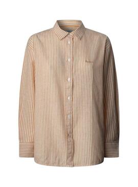 Camicia Pepe Jeans Dream arancione e bianca per donna