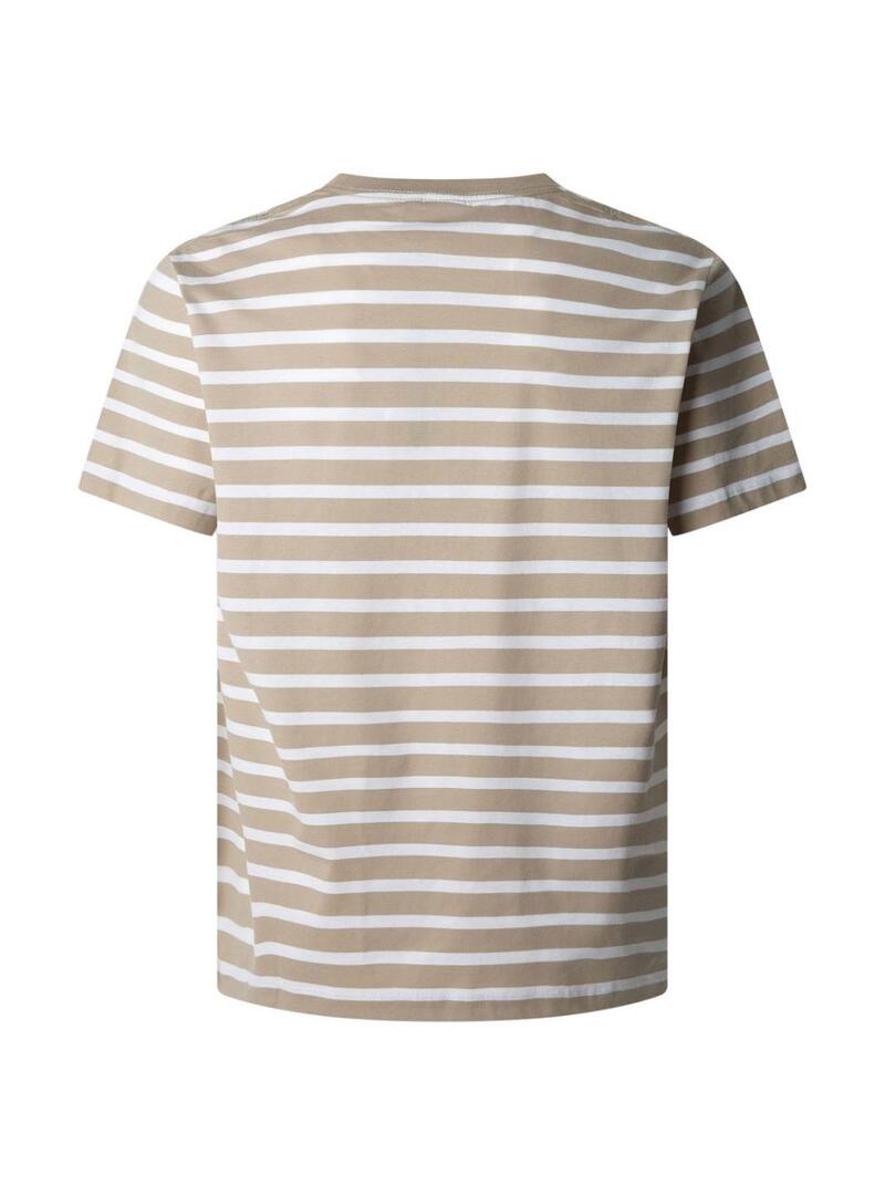 Maglietta Pepe Jeans Striped Eggo beige per uomo