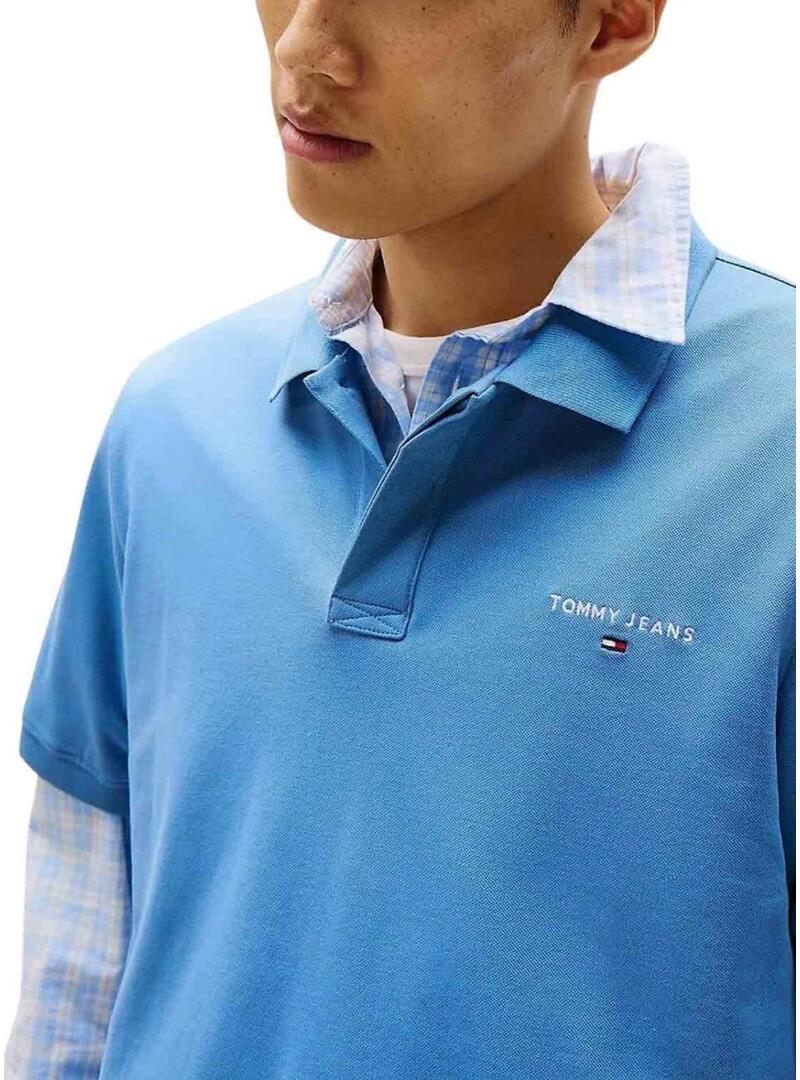 Polo Tommy Jeans Basic blu per uomo