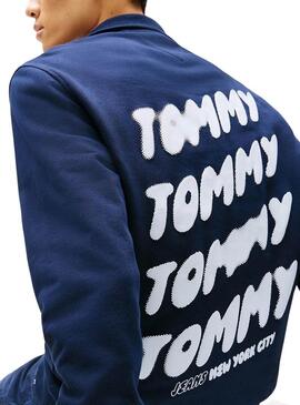 Felpa Tommy Jeans Bubble blu per uomo