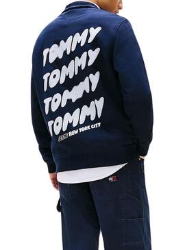 Felpa Tommy Jeans Bubble blu per uomo