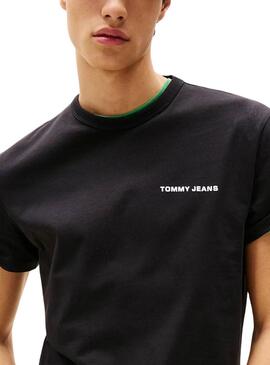 Maglietta Tommy Jeans Slanted nera per uomo