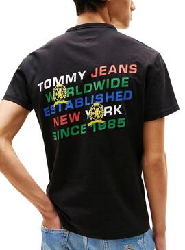 Maglietta Tommy Jeans Slanted nera per uomo