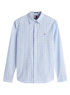 Camicia Tommy Jeans in Popeline blu chiaro per uomo