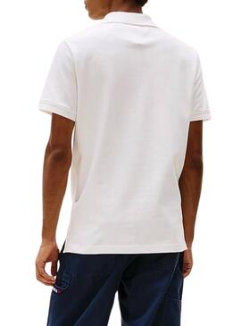 Polo Tommy Jeans Chest Flag bianco per uomo