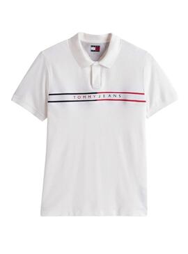 Polo Tommy Jeans Chest Flag bianco per uomo