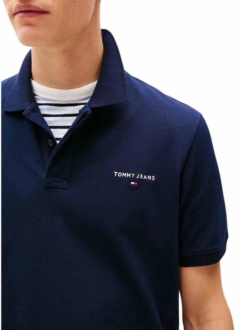 Maglia Tommy Jeans Linear navy per uomo